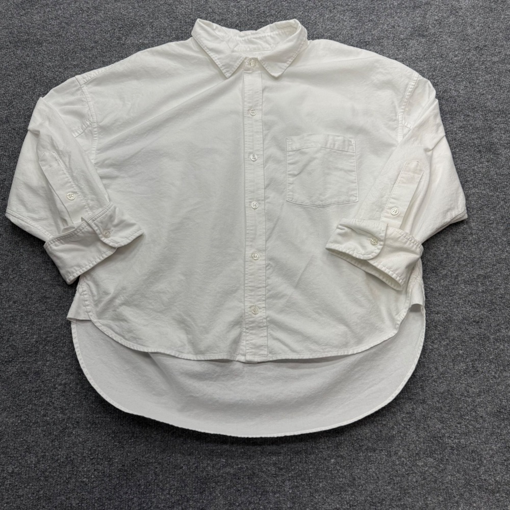 Citizens of Humanity Kayla Oversized White Cotton High Low Button Down Shirt XS
